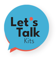 Let's Talk Kits logo. A blue talk bubble with the text "Let's Talk Kits."