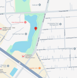 Google map screen shot of the Jaycee Park area.